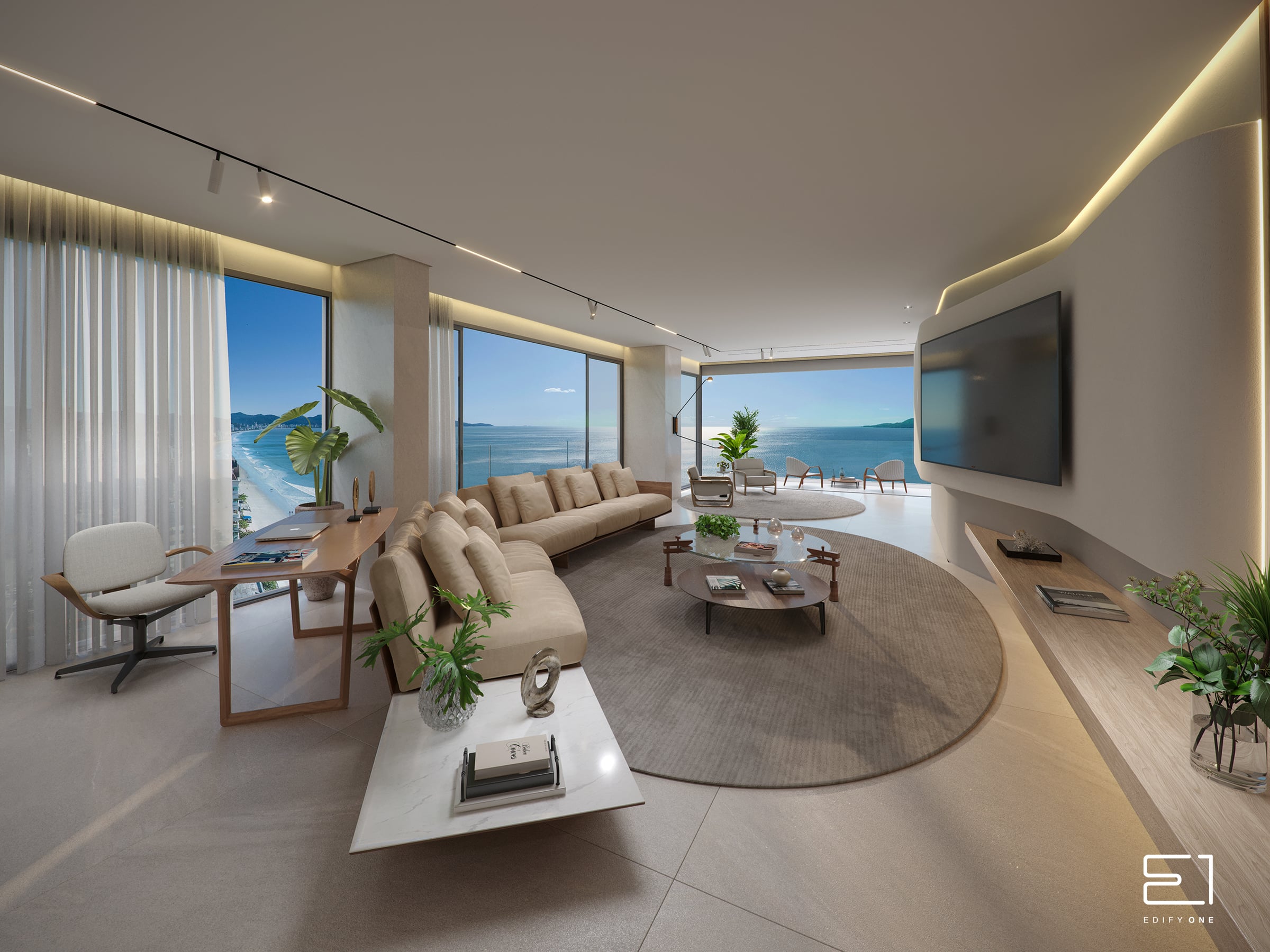 Living da cobertura triplex do Edify One